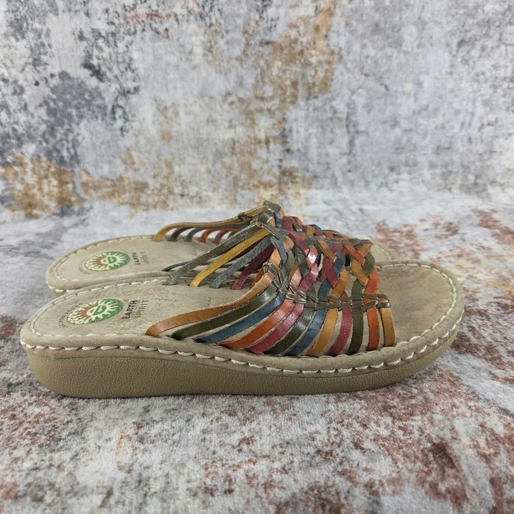 Earth Spirit Calhoun Gelron 2000 Slide Sandals Women 7.5 Woven Leather‎ Huarache